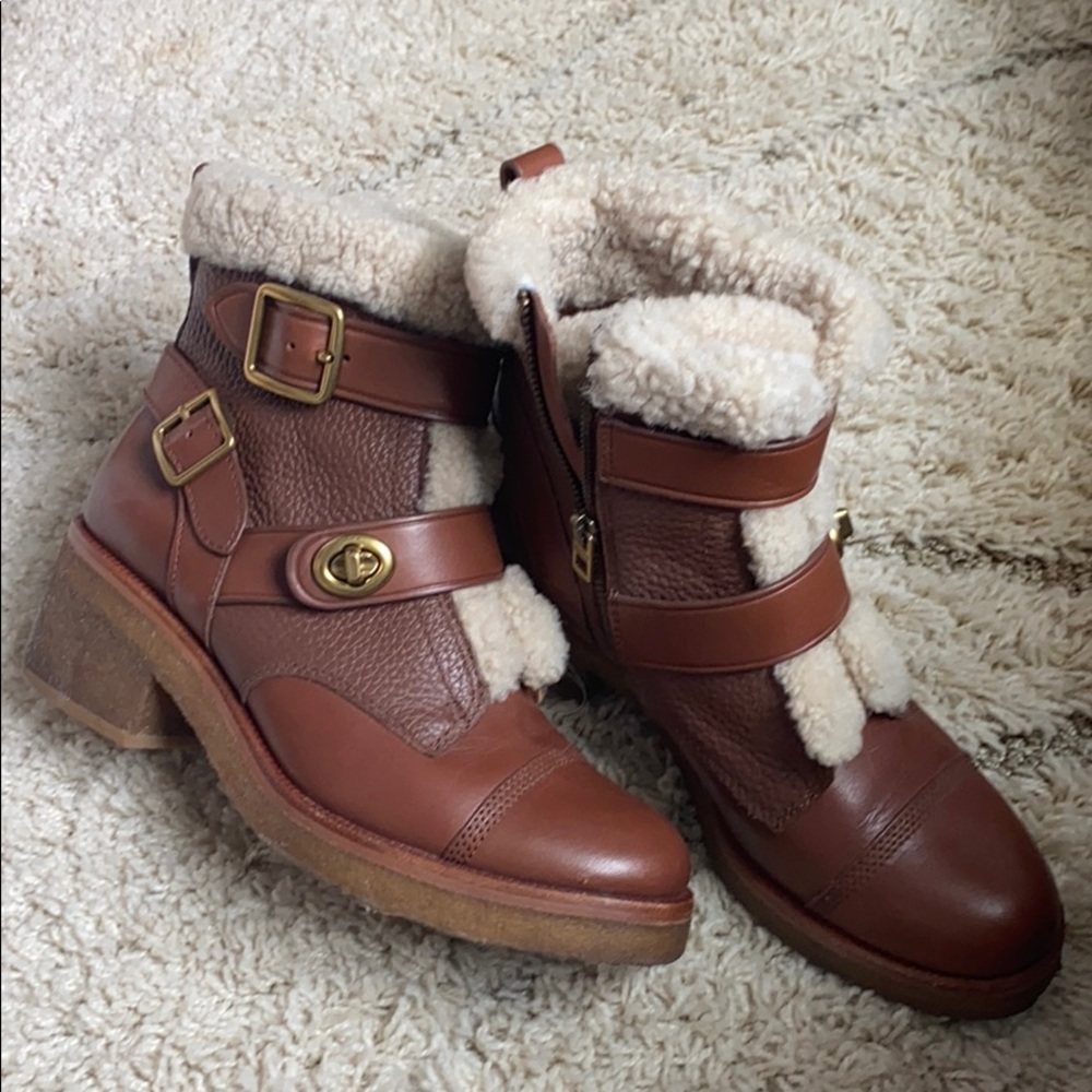 COACH leather/fur boots!